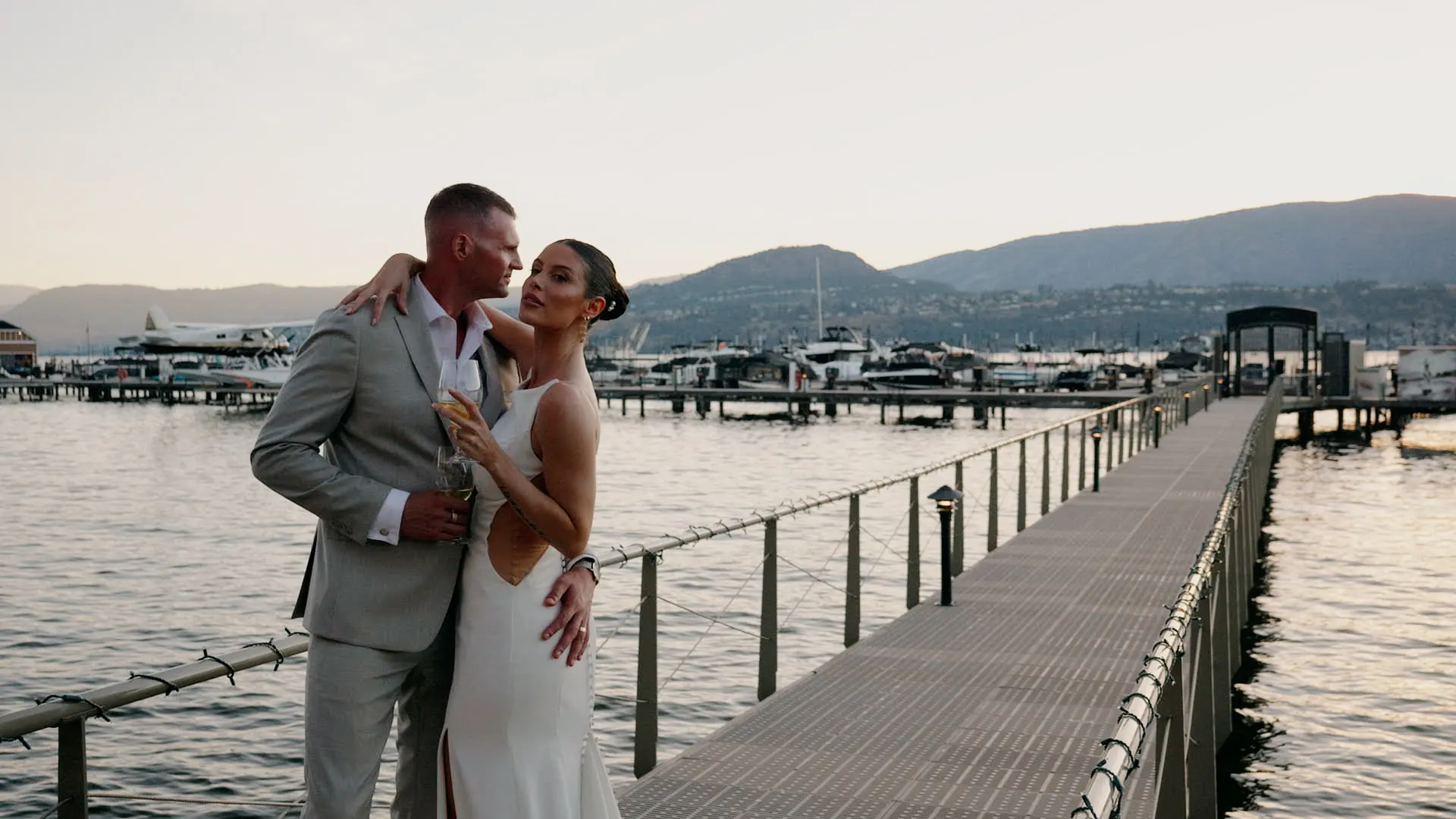 Couple portrait at Manteo Resort, Kelowna