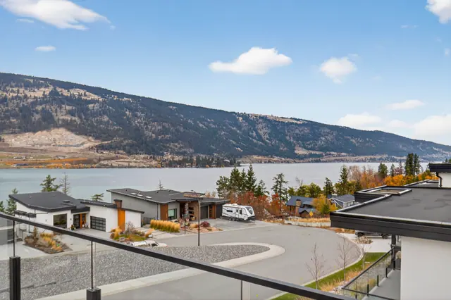 Lake view, modern lake-view home in Lake Country, BC. Real estate photography by Pixel Pro Productions.