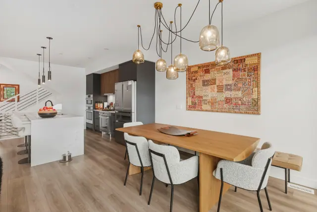 Dining kitchen, modern townhome in Shannon Lake, West Kelowna, BC. Real estate photography by Pixel Pro Productions.