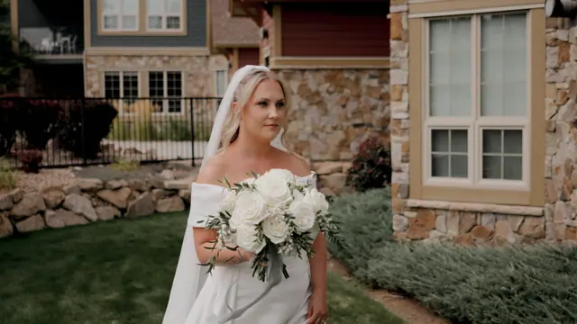 Bride portrait: Nadia & Dean's wedding at Predator Ridge, Vernon. Still from the Pixel Pro wedding film.